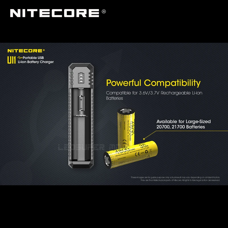 Caricabatterie USB portatile NITECORE UI1 per batterie agli ioni di litio/IMR