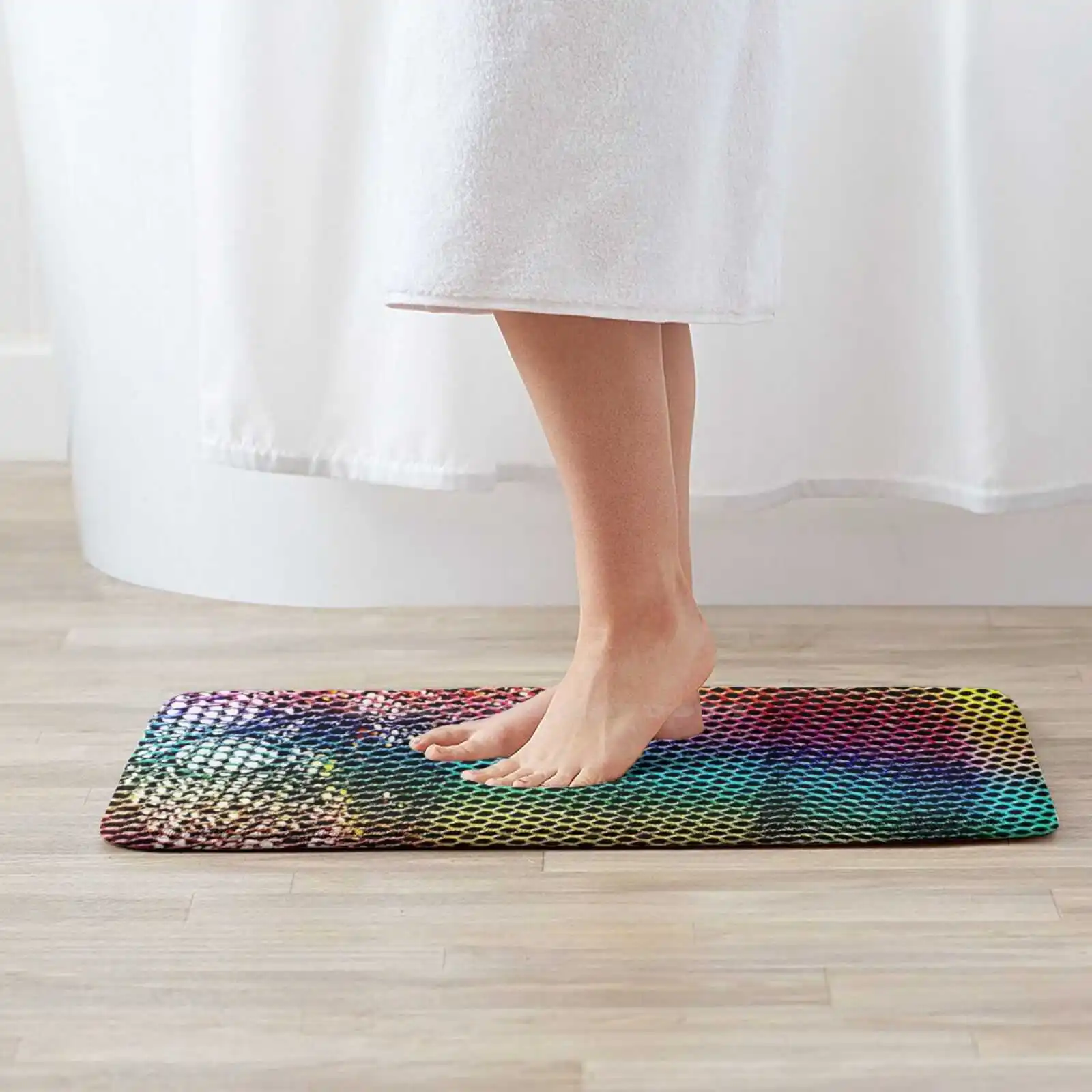 Rainbow Mesh Pattern Soft Cushion Home Carpet Door Mat Car Rug Rainbow Blue Iridescent Hologram Holographic Pattern Purple Mesh