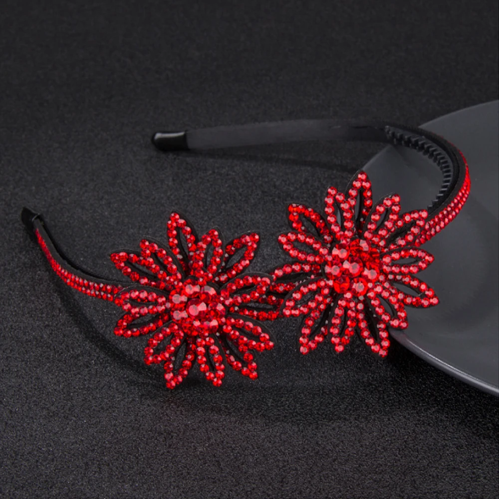 

Fashion Hollow Flowers Head Wear Luxury Headband for Women Rhinestone Non-slip Border Girl Hairpin Fancy Hair Accessorie Gift