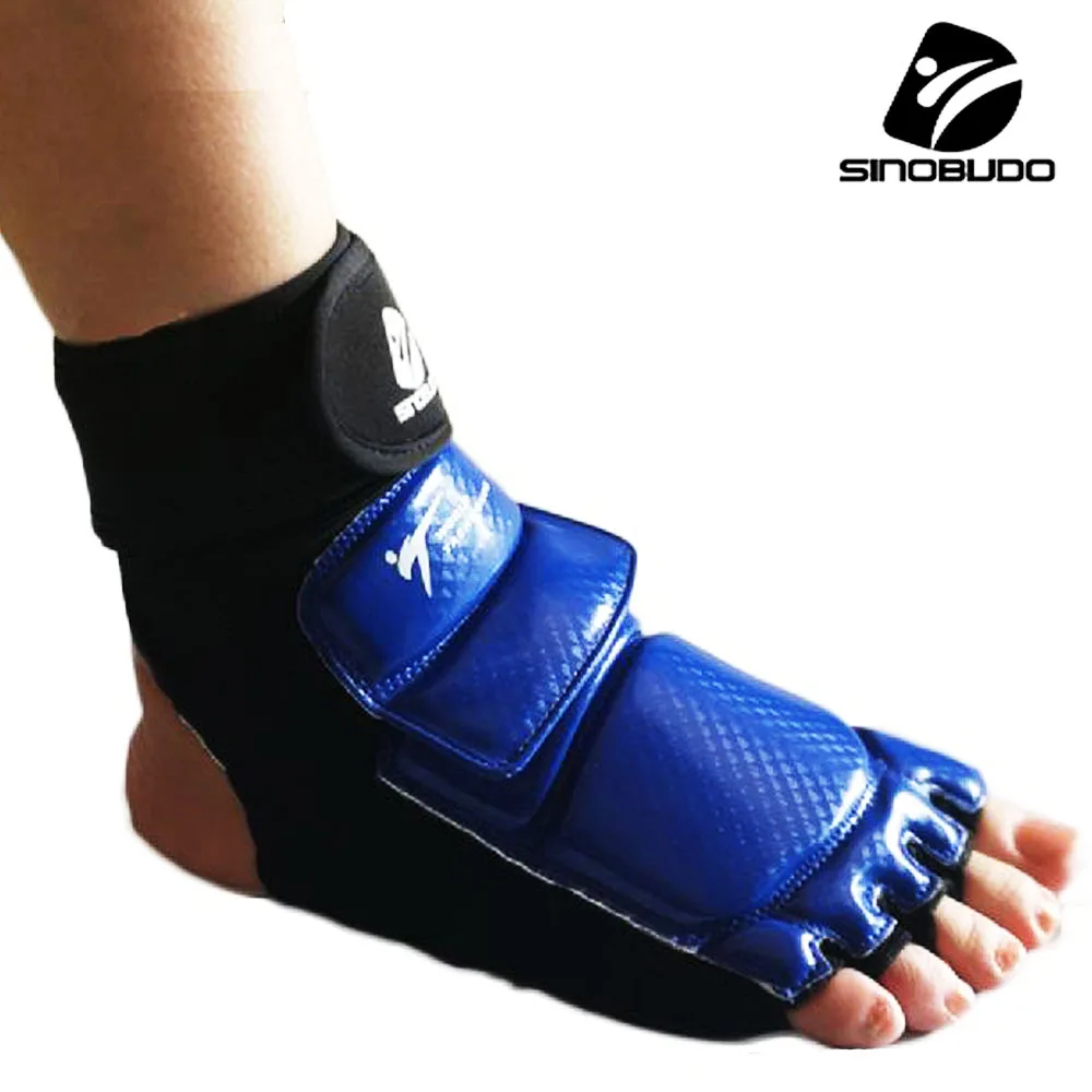 

New WT Taekwondo PU Leather Foot Gloves Sparring Karate Ankle Protector Guard Gear Boxing Martial Arts Foot Guard Sock Adult Kid