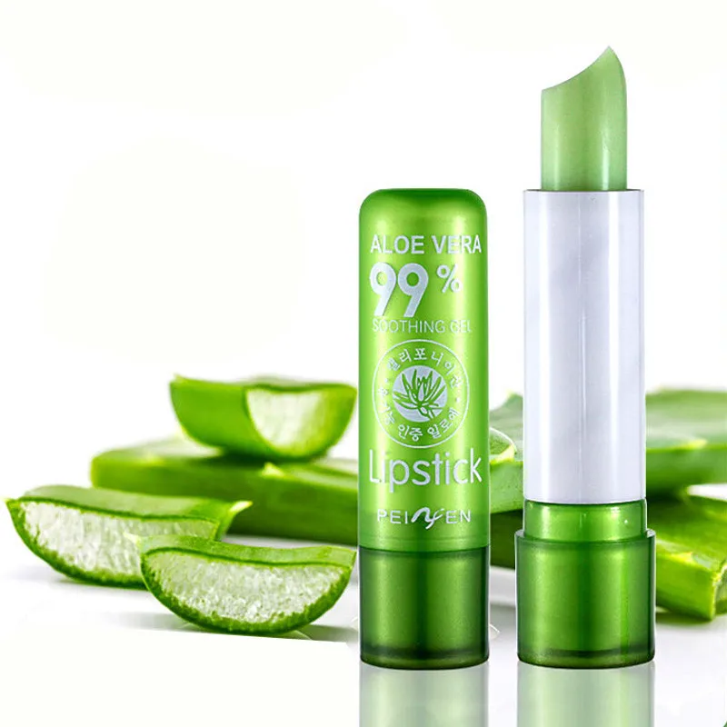 Natural Aloe Vera Lip Balm Temperature Color Changing Long Lasting Moisturizing Lipstick Makeup Lips Protection Makeup