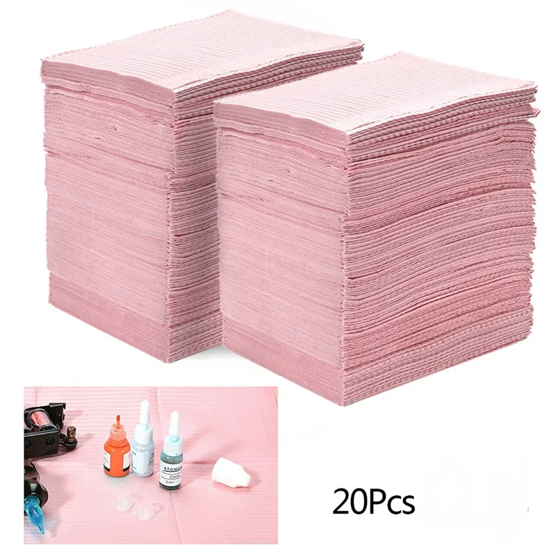 20Pcs Disposable Tattoo Clean Pad Tattoo Table Covers Clean Pad Patient Dental Napkins Beauty Tattoo Accessories Tattoo Bibs