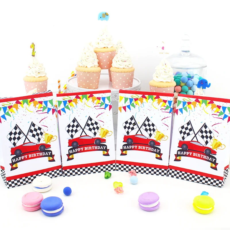 Race Car Racing Treat Boxes Gift Bags Candy Wrapping Birthday Party for Boy Decoration Baby Shower Event Festival Decor