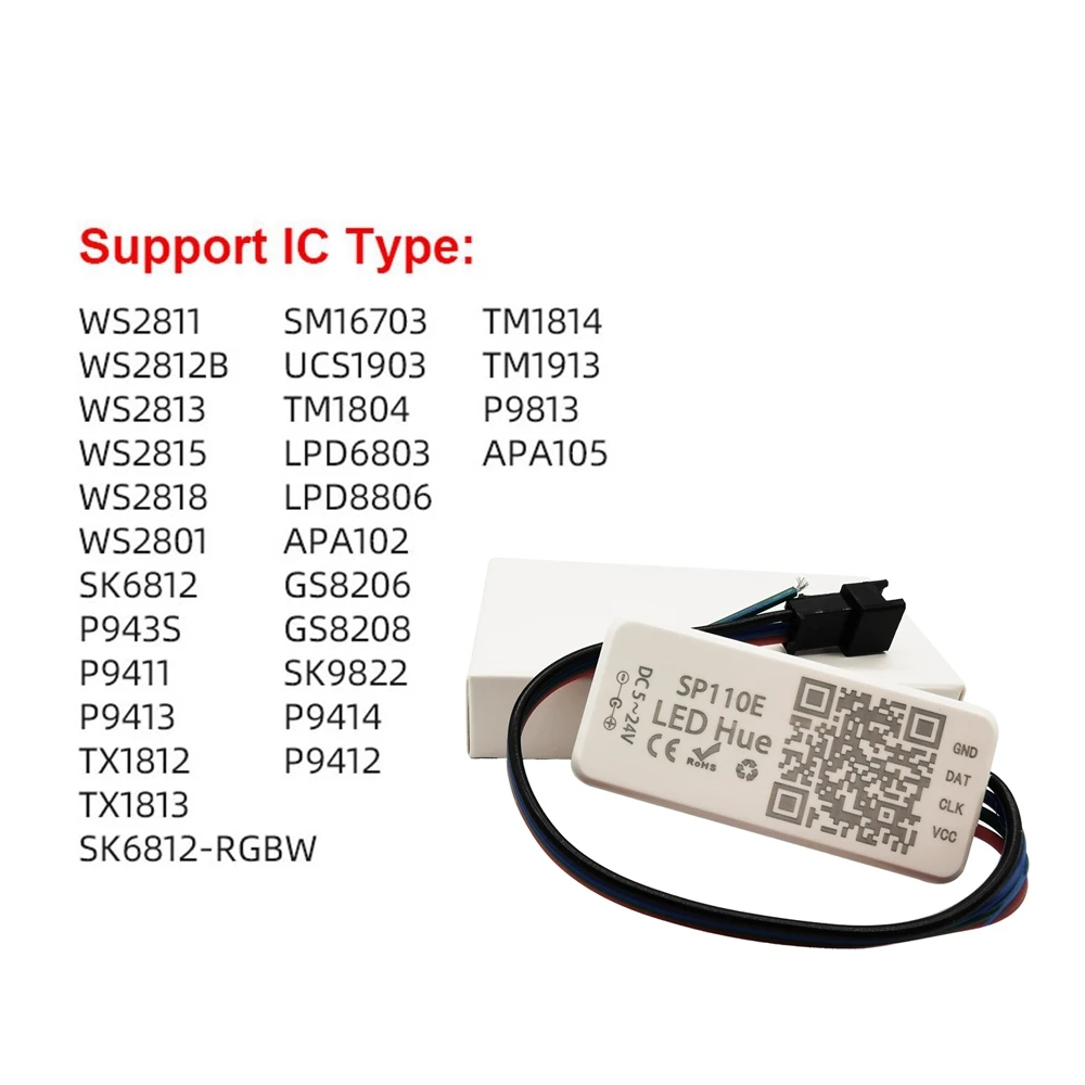 SP110E Bluetooth Smart Led Mini Controller For WS2812(WS2812B) WS2811 SK6812 WS2815 WS2813 RGB RGBW Pixel Light Full Color Strip