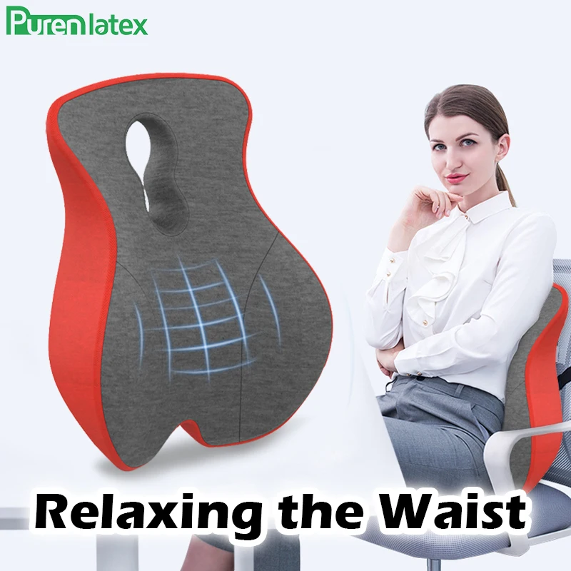 Purenlatex Memory Foam Cushion Orthopedic Back Cushion Lumbar Pad Lower Back Pain Relief Pillow for Computer Chair Car Cushion