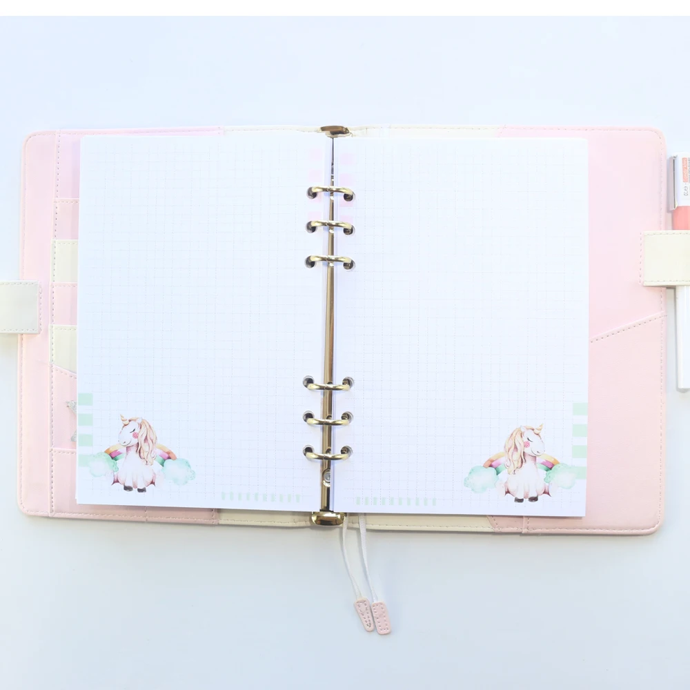 Domikee cute refillable 6 holes student inner paper core for binder notebook stationery:weekly planner line grid blank list,A5A6