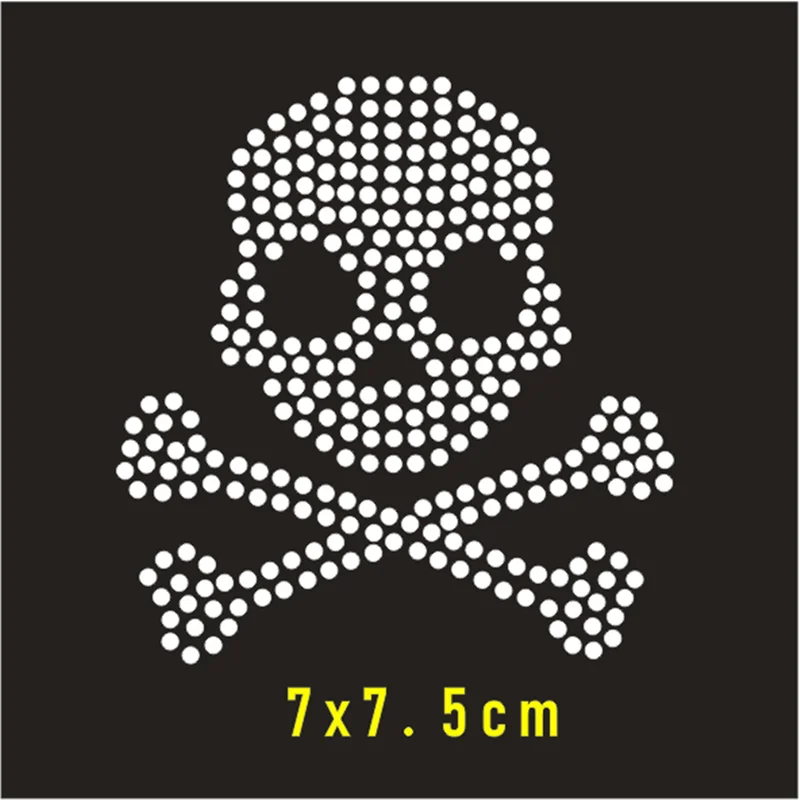 

Skull Rhinestones Stickers for Garment, Thermo Crystal Applique, Iron On Patches, Strass Transfer, Diamond Crafts, 5Pcs