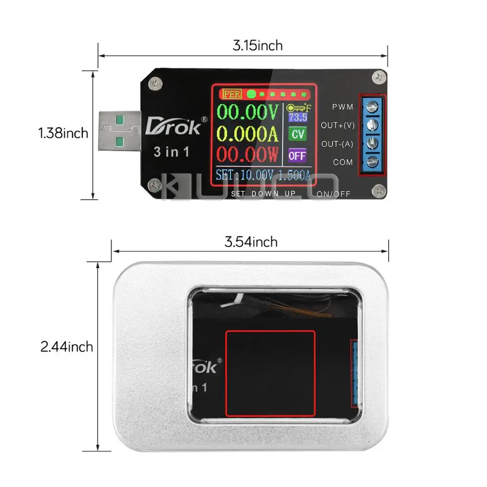 Imagem -06 - Verificador de Carregamento do Impulso do Fanfarrão da Tela Colorida de Usb de Drok a 0.6v30v 2a 15w Módulo Numérico da Fonte de Alimentação da Tensão de Controle dc 3.5v15v do