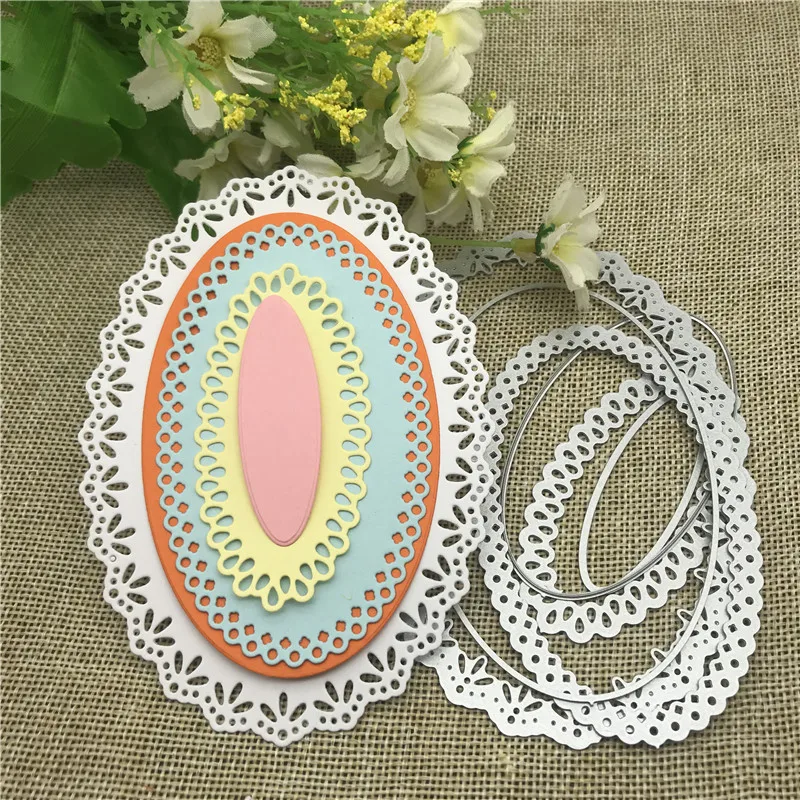 

6pcs/set Oval Circle Scallop Fram die metal cutting die scrapbook stamp carving paper card stamping die new DIY die