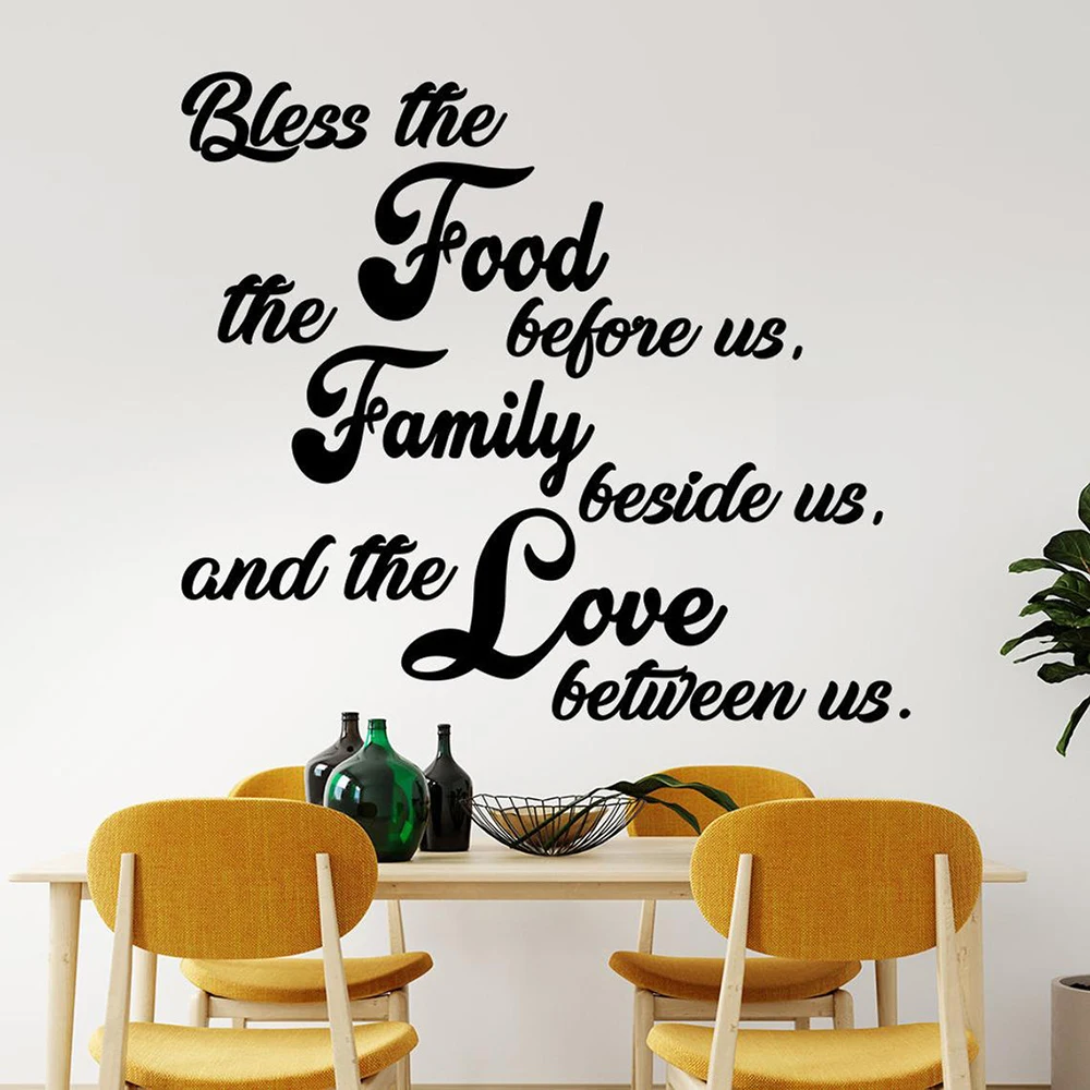 

restaurant Quote wall decal Bless the food before us family beside us prayer Wall Sticker for kitchen Dining room decor B091