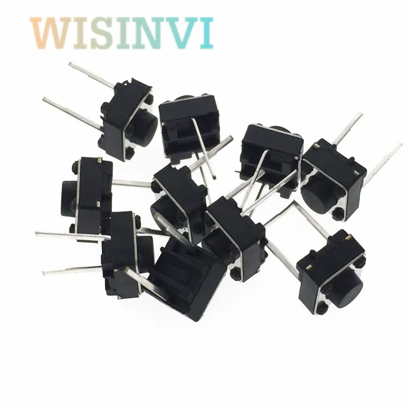 100-1000Pcs Middle 2 pins 6X6x5mm 2PIN dip TACT push button switch Micro key power tactile switches 6x6x5 6*6*5MM Light touch