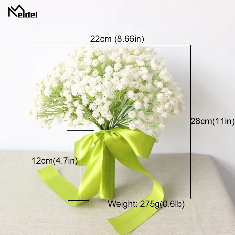 Meldel Wedding Bouquet Bridal Bouquet Artificial PU Baby's Breath Flower White Home Party Decorations Wedding Supplies Wholesale