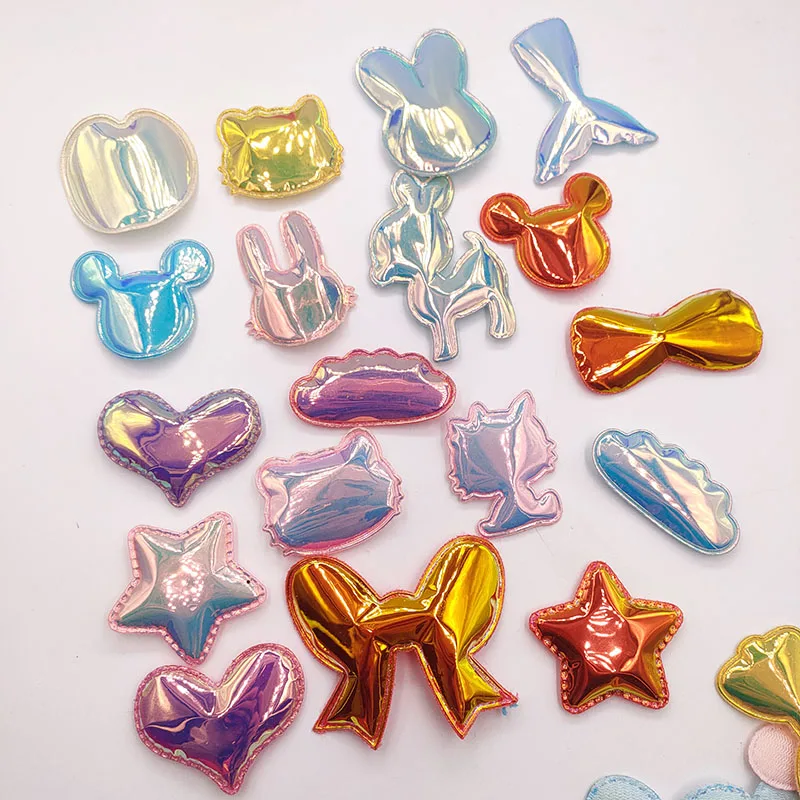 

50 шт./лот искусственная кожа блестящая Звезда стеганые аппликации для детей головные уборы заколки аксессуары и аксессуары для одежды