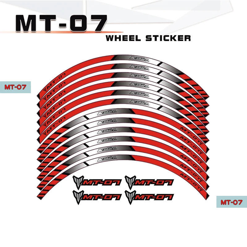 

Motorcycle rim protection logos and decals stripe reflective stickers waterproof decorative tape for Yamaha MT-07 MT07 mt07