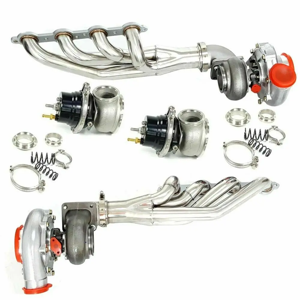 2 x T4 AR.80/.81 Turbos +Manifold+Elbow Adaptor+60mm Wastegates For LS1 LS2 LSX V8 4.8L 6.0L