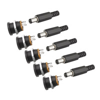 10Pcs (5Pair) 5.5 * 2.1MM Plastic DC Power Male Plug Socket Female Jack Screw Nut Panel Mount Connector 12V 3A 5.5x2.1MM DC022