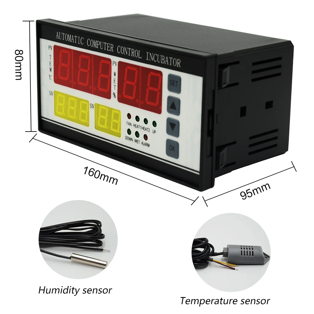 XM-18 Egg Incubator Controller Thermostat Hygrostat Full Automatic Digital  Control with Temperature Humidity Sensor Probe