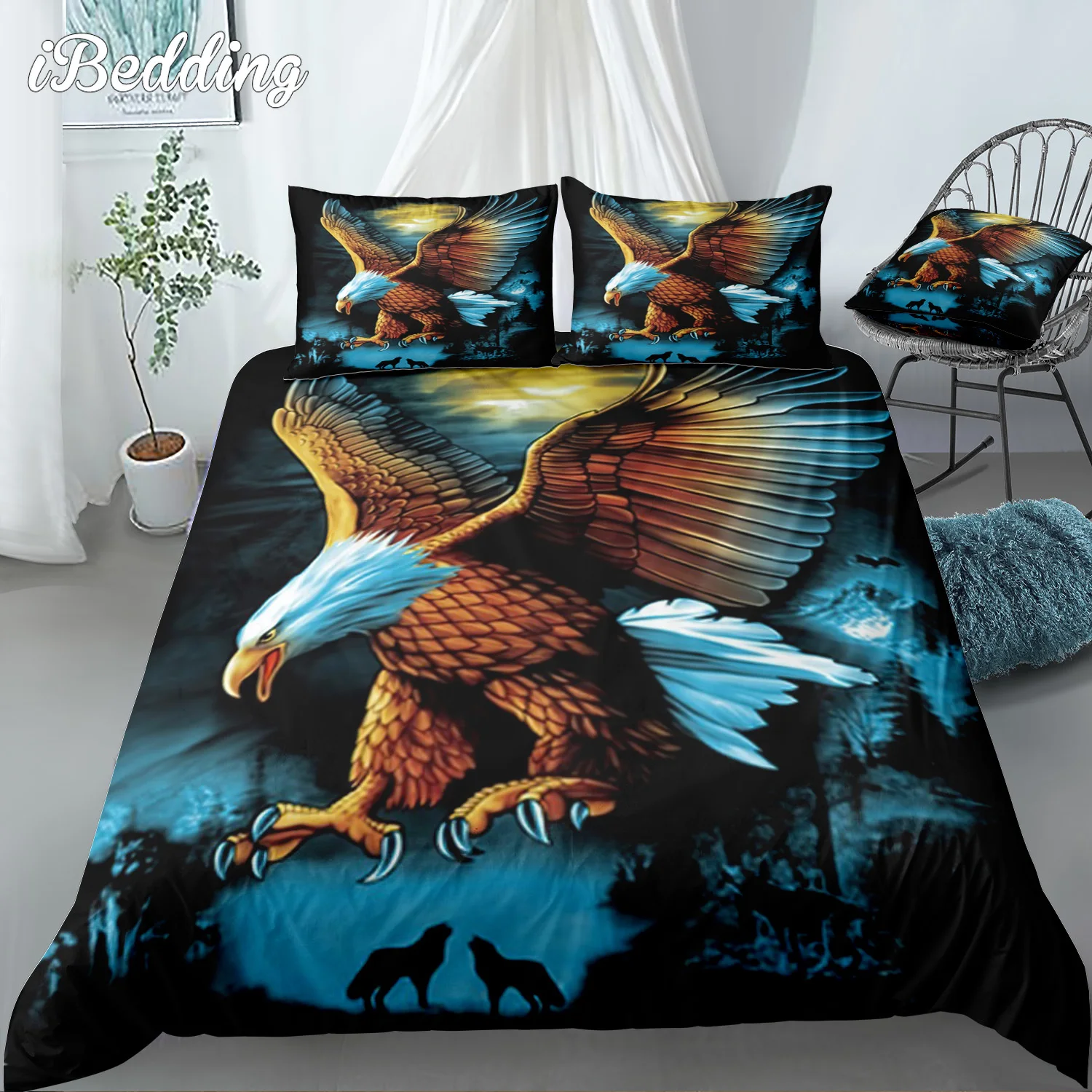 Eagle Bedding Set 3D Printed luxury Duvet Cover with Pillowcases 2/3pcs Teenager Bedroom Decorate Set Size Twin Full Queen King