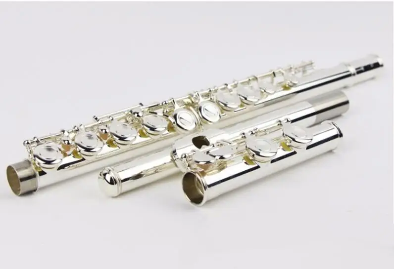 Hot 271S Professional Brand Flute Type Small Elbow The 16 Key Hole Openings C Flute Silver Body Gold Keys Instrument