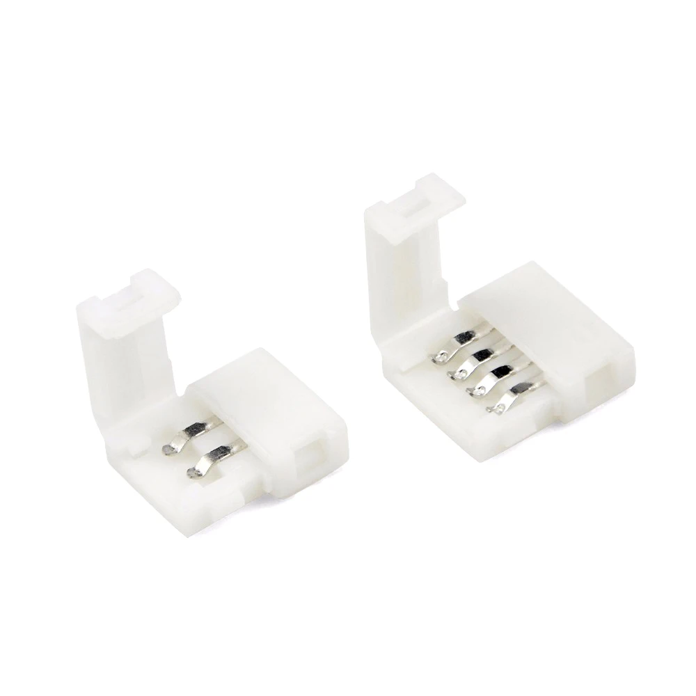 5-10pcs 2Pin 4Pin LED Connector Clip 8mm 10mm PCB Strip Single Color RGB LED Strip light Bar Free soldering Connector Conector