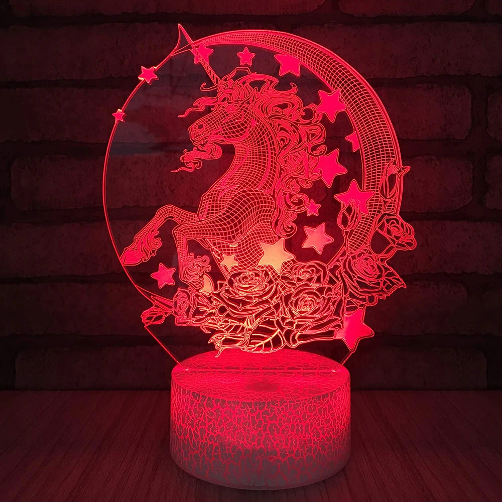 Remote / Touch Control 3D LED Night Light Fashion Unicorn-series 7 / 16 Color Change LED Desk Lamp Kids Xmas Gift Home decor D30