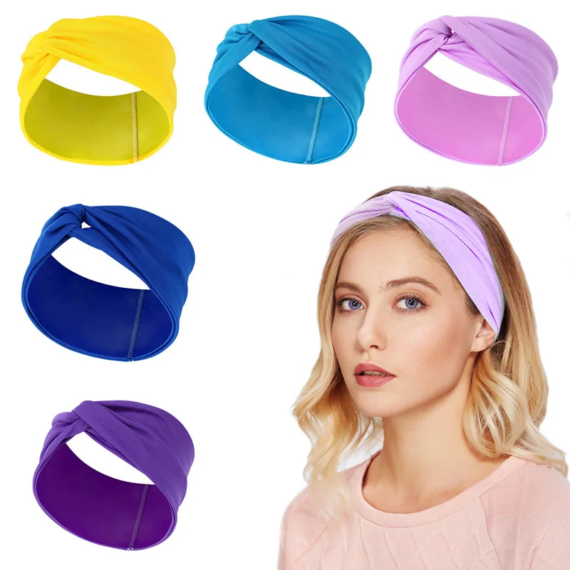 16pcs/lot Women Headband Cross Top Knot Elastic Hair Bands Soft Solid Girls Hairband Hair Accessories Twisted Knotted Headwrap