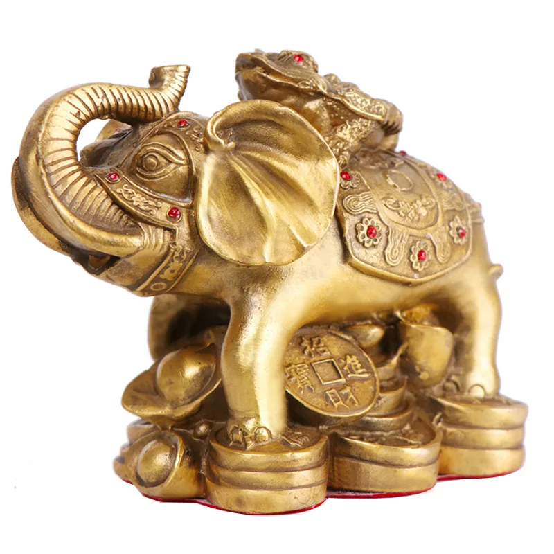 Pure Copper Animal Ornaments Like Gold Enamel Ornaments Elephant Ingots Gold Feng Shui Crafts Office Opening Gifts