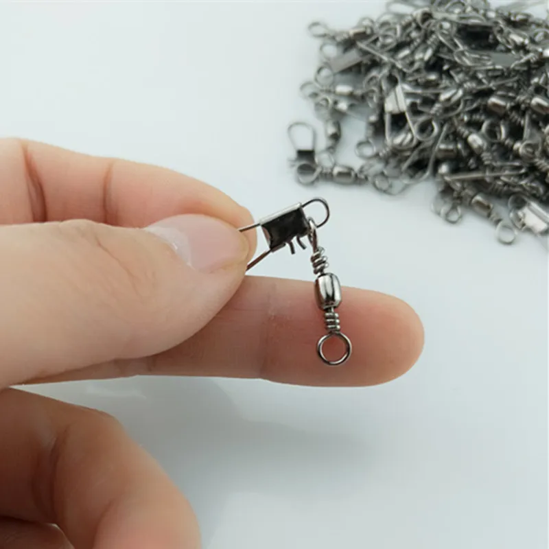 30pcs/lot Fishing Swivels Interlock Snap Lure Tackles Winter Fishing Connector Swivel Copper Carabiners Fish Gear Accessories