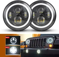 For Nissan Patrol Y60 Hummer H1&H2 Lada 4X4 7inch LED Headlight DRL For Jeep Wrangler TJ JK LJ CJ 7inch for Land Rover Defender