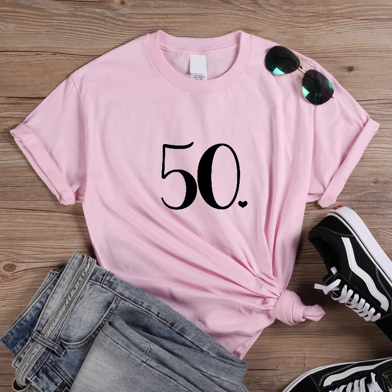 Fifty 50th Birthday Born In 1970 Lady Women Shirts Fashion Graphic 100%Cotton Short Sleeve Top Tees O Neck Casual Unisex Tshirts