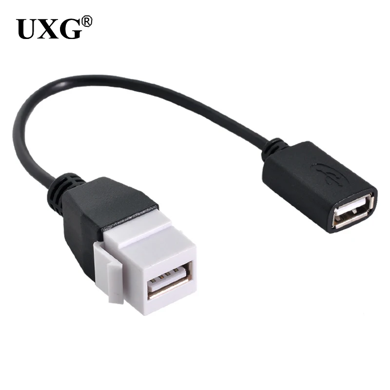 USB Female to Female Keystone Jack Coupler Connector Cable Adapter USB 2.0 A Male to A Female Extension Converter 0.2m