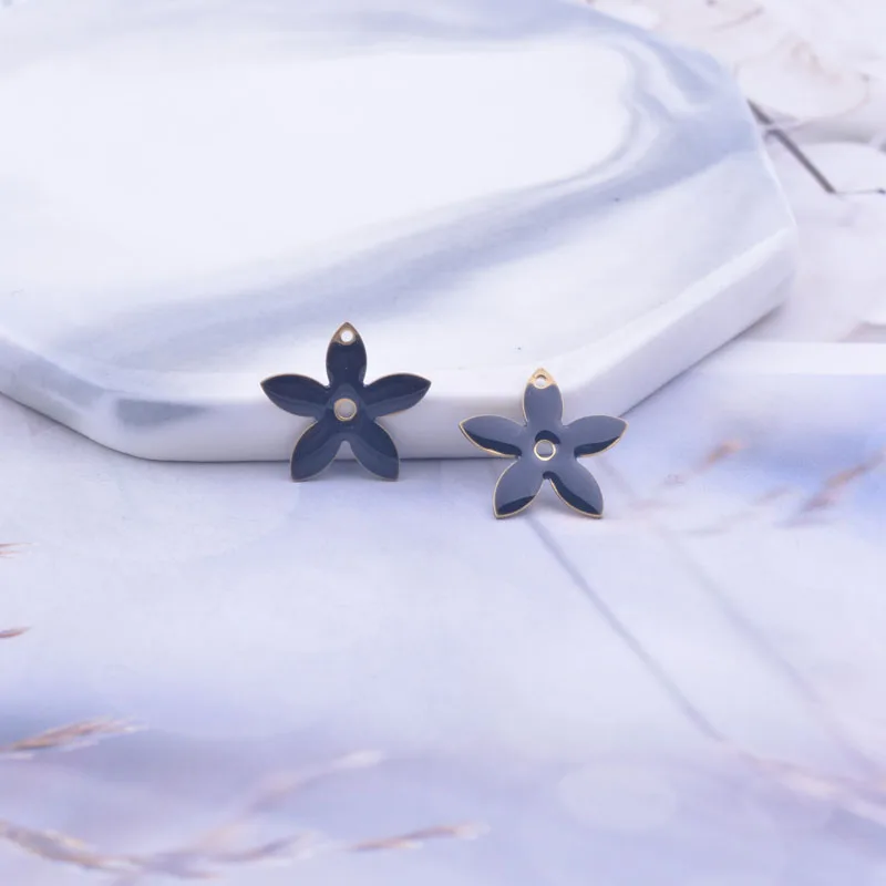 30 Stück 15mm Doppelseitige Emaille-Blumenanhänger Kupfer-Emaille-Anhänger DIY Ohrring Schmuckzubehör – Detail 3