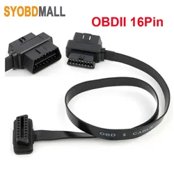 60cm 90 Degree Angle OBD2 16PIN Connector for Car Diagnostic Scanner OBD 16-PIN Extender Flat Thin 16 Core Splitter Adapter