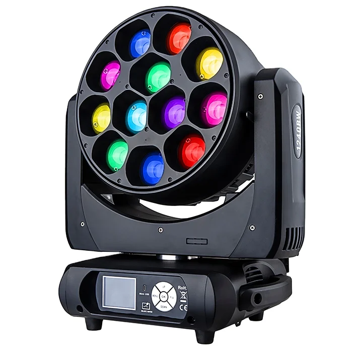 Professional DMX 12x40W RGBW Pixel Led Zoom Wash Movinghead Light