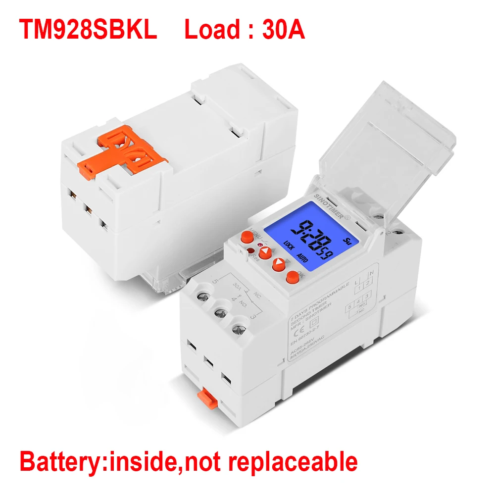 Second Interval 7 Days Programmable Timer Switch Household Backlight Display Time Relay Controller Din Rail with Lock 110V 220V