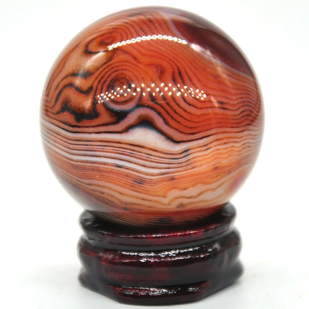 40mm Madagascar Agate Quartz Crystal Shpere Healing Reiki Gemstone Massage Ball Trinket Natural Stone Decoration With Stand