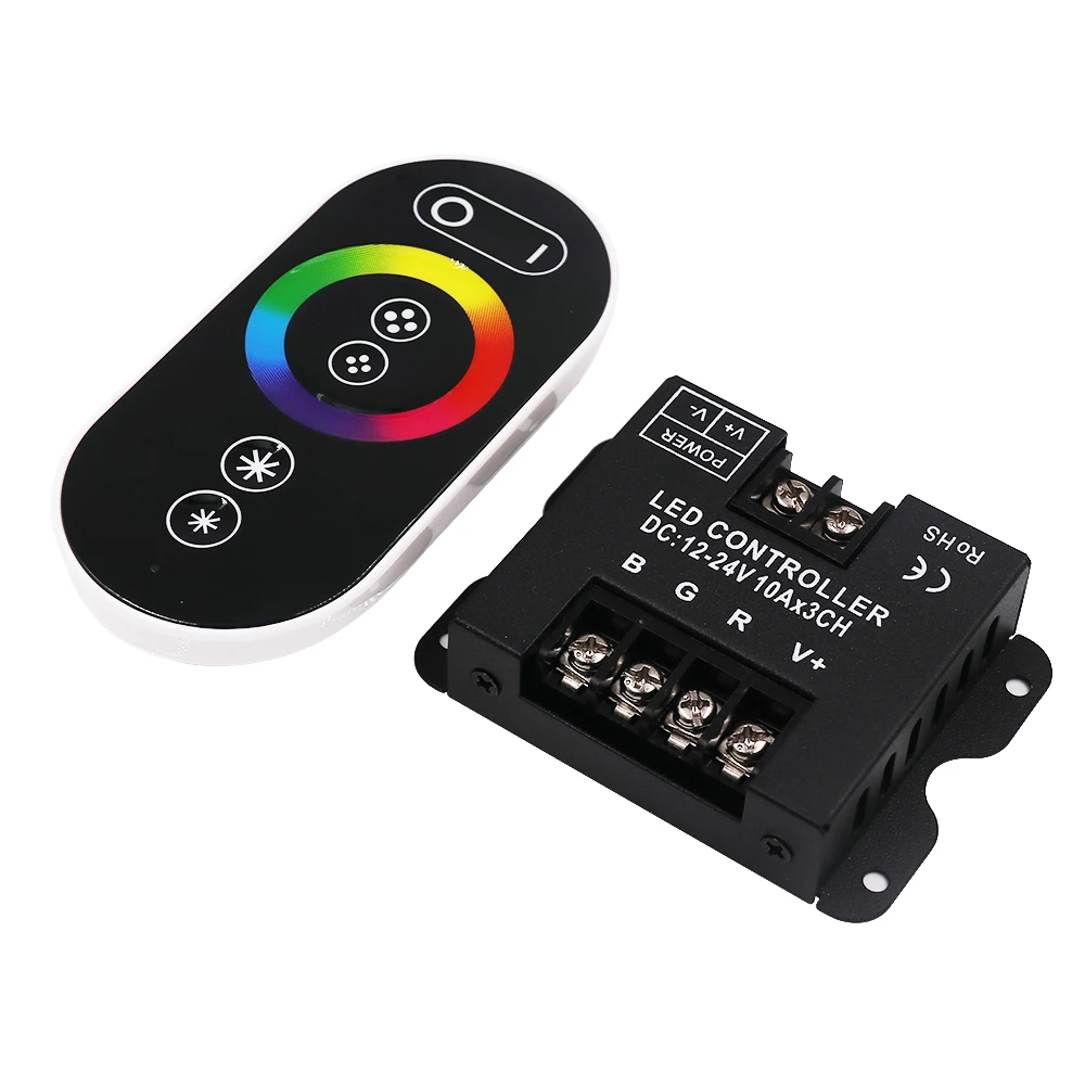 

DC12-24V RGB Controller 10A x 3CH 360W +RF Touch Remote 5050 2835 RGB LED Strip Neon Strip Controller