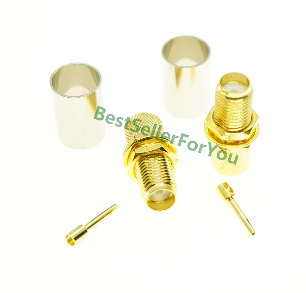 

SMA female jack bulkhead nut crimp for RG5 RG6 5D-FB LMR300 cable straight RF Connector