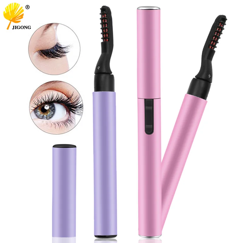 Màu Tím Hồng Di Động Bút Phong Cách Điện Uốn Nóng Mi Bền Mắt Lash Curler Trang Điểm Uốn Bộ Dành Cho Nữ