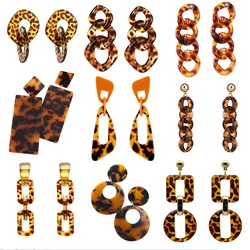 Vintage Leopard Acrylic Resin Dangle Earrings For Women Girls Big Geometric Statement 2026 Fashion Party Jewelry Bijoux