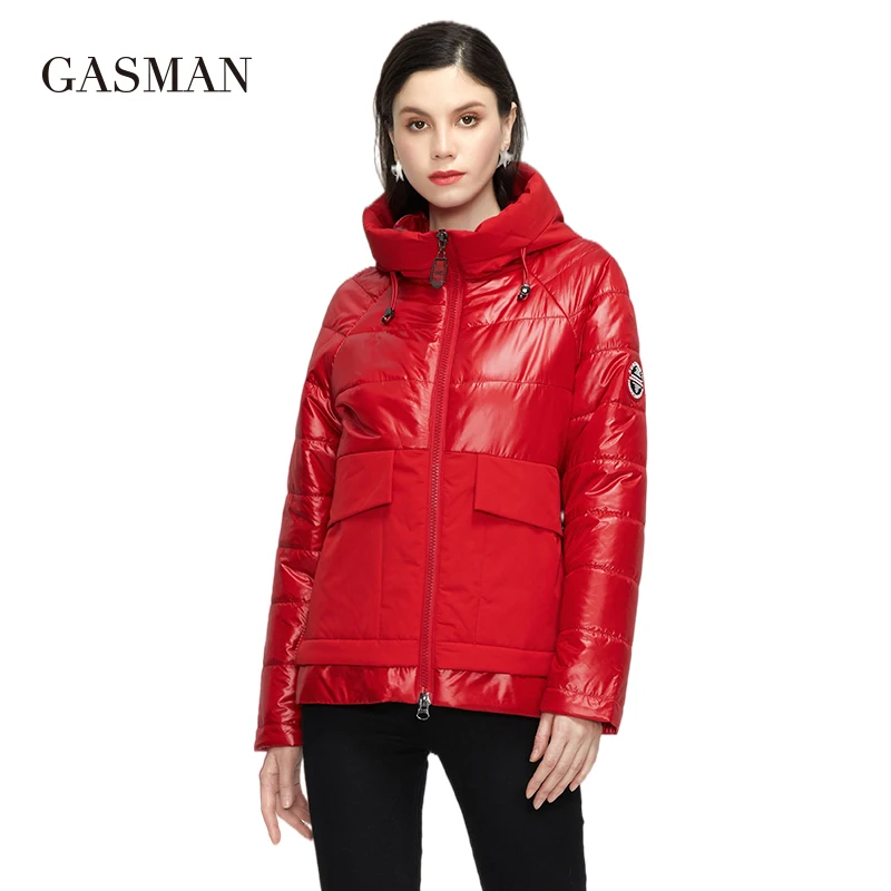 GASMAN 2022 Designer Spring Warm Cotton parka Women Coat Short fashion casual Stand-up Collar hooded Women\'s Autumn jacket 81070