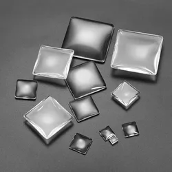 5-50pcs/lot 6 - 40mm Clear Square Cabochons Transparent Flat Back Glass Cabochon Cameo Settings For DIY Jewelry Making Supplies