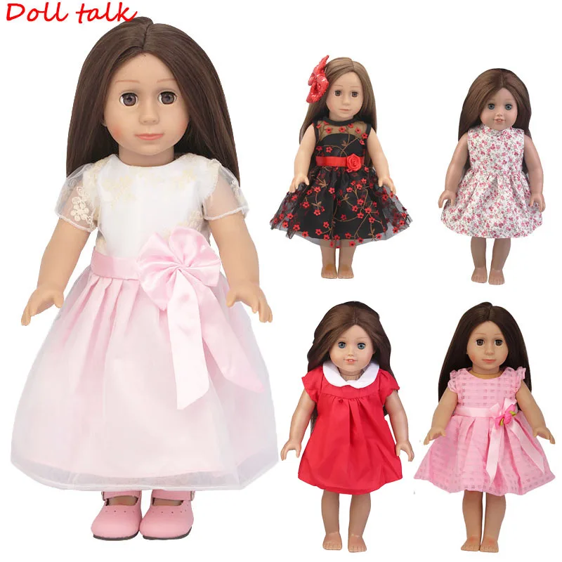 18 Inch American Doll 25 Colors Princess Doll Dress Doll Skirt Clothes For 43cm Baby Rebon Doll Pink Dress Fit Girl Doll Toy