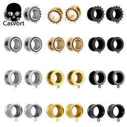 Cavort 10 PCS Wholesale Stainless Steel DIY Allergy Free Basic Dangle Ear Gauge Plugs Tunnels Body Piercing Jewelry Expanders