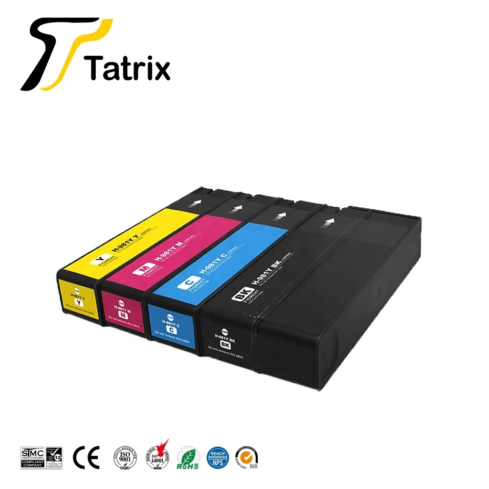 Tatrix für HP 981 981Y Premium Color kompatible Tintenpatrone für HP PageWide 556xh/dn/ MFP 586dn/f/z/MFP E58650dn/ MFP E55650