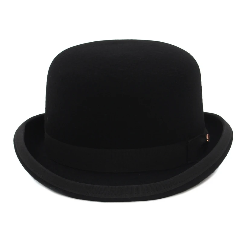 GEMVIE 100% Wool Felt Derby Bowler Hat For Men Women Satin Lined Fashion Party Formal Fedora Costume Magician Hat