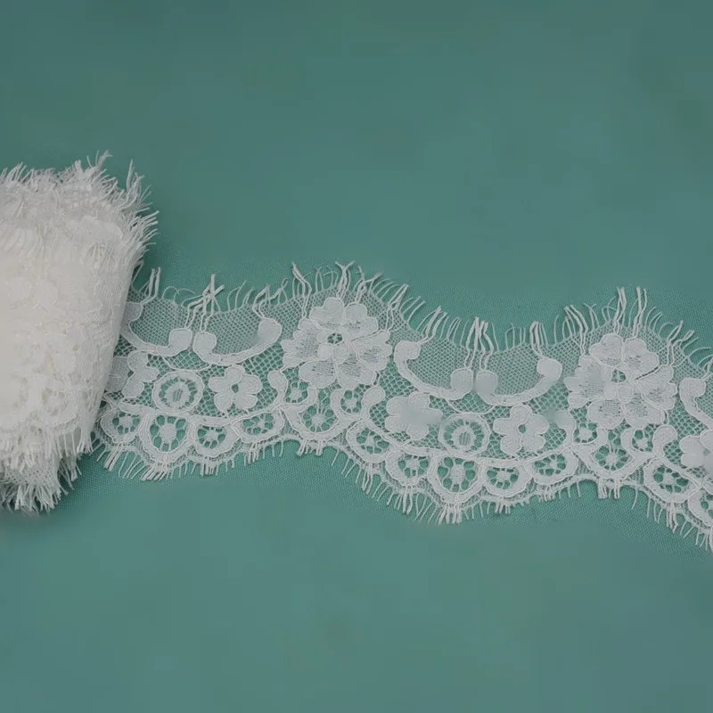 8.5CM width high quality eyelash lace trim white lace wedding veil bridal shawl 3meter