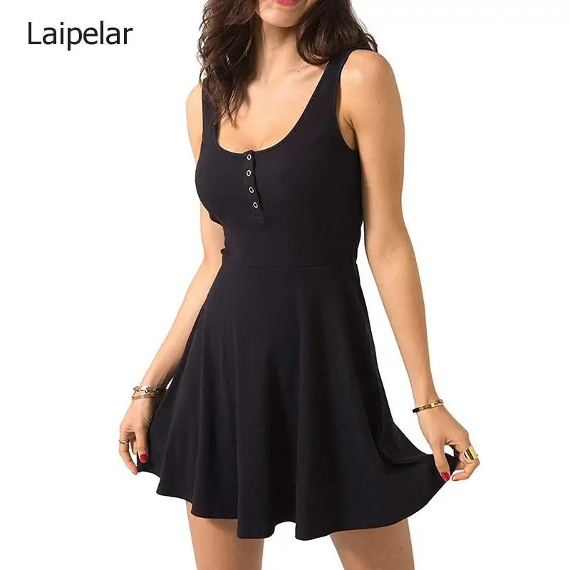 

Sexy Black Summer Clothes Bandage Bodycon Mini Tank Dress High Waist Slim Solid Fit Flare Skater Casual Dress Women Club Clothin