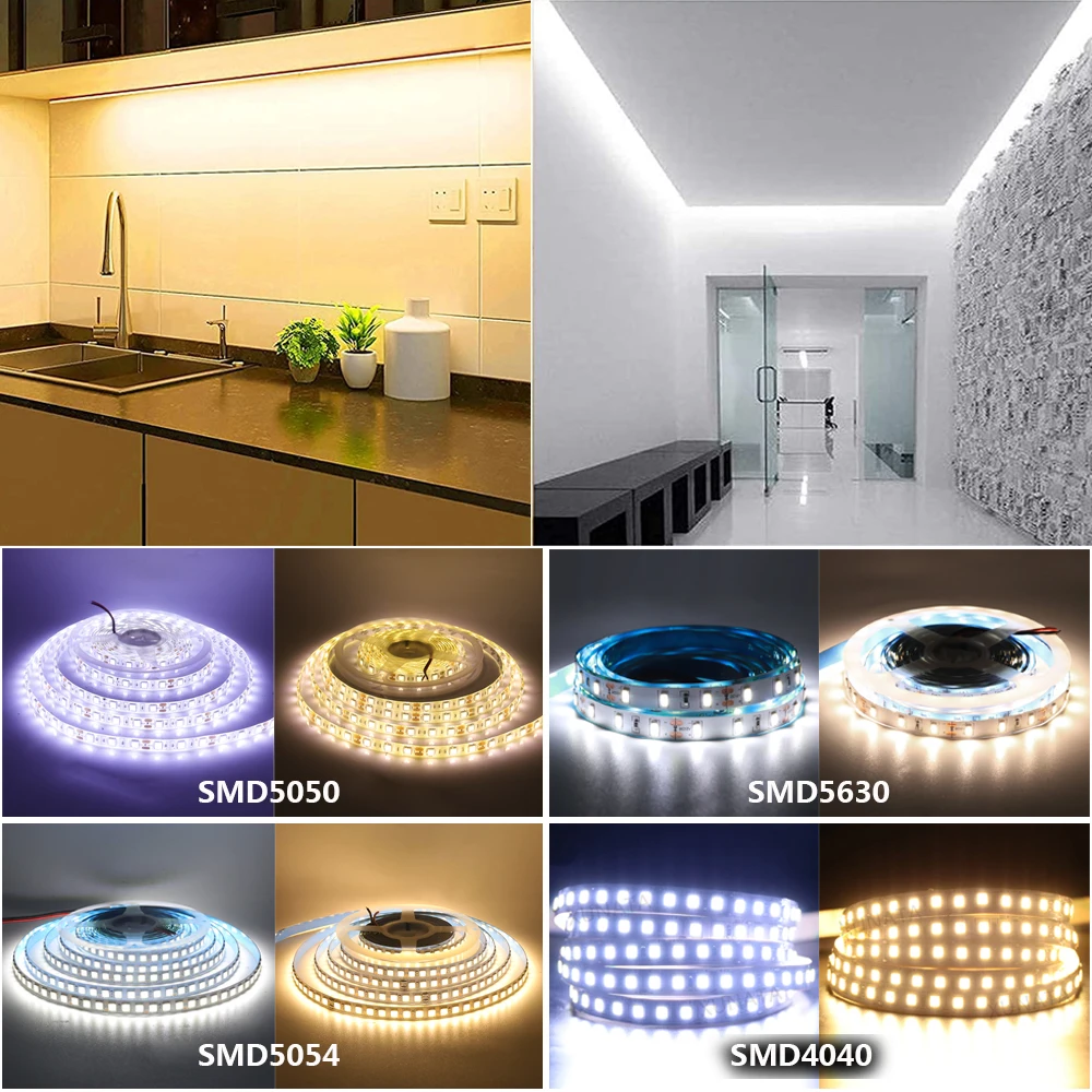 12V 24V LED Strip Light Waterproof SMD 5054 5050 2835 5M LED Tape 120Leds/m 240Leds/m 480Leds/m Flexible LED Light Diode Ribbon