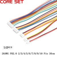 50Pcs/lot JST 2.0 PH 2.0 2/3/4/5/6/7/8/9/10-Pin Connector Plug With Wires Cables 26AWG New S18 Drop ship